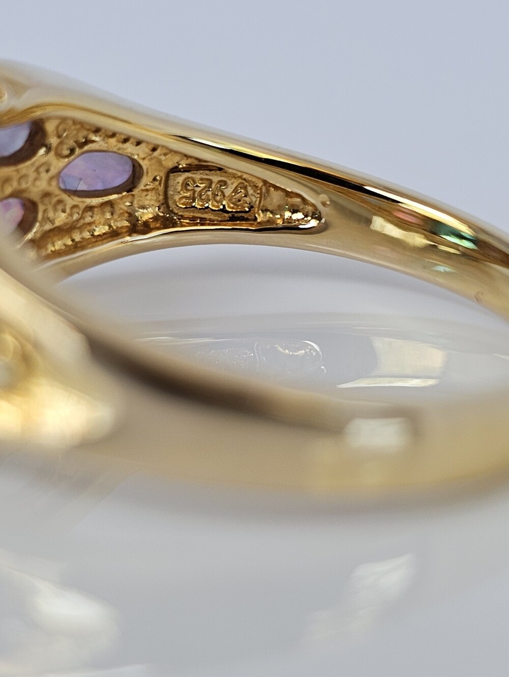 Vintage Blue Topaz & Fire Opal Ring 14K Yellow Gold Vermeil Size 10! - Picture 4 of 6